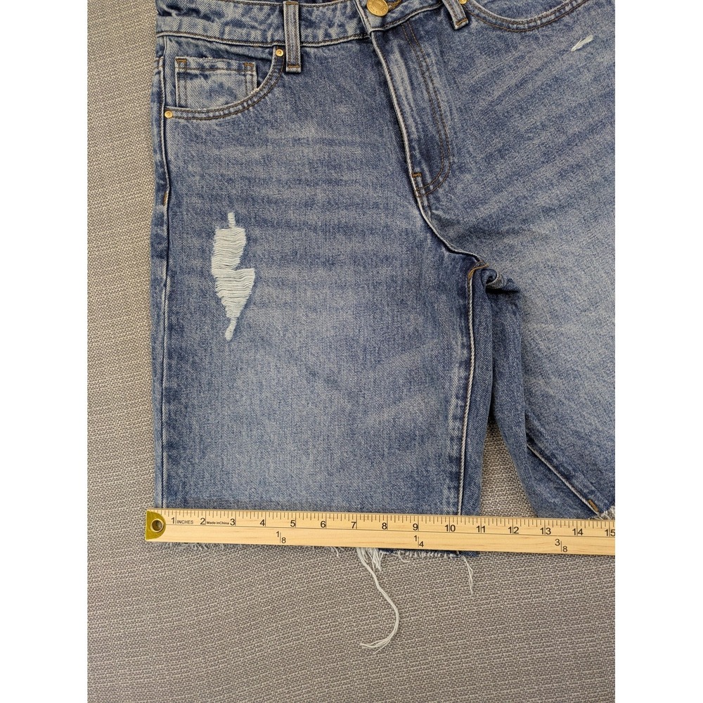 KUT From The Kloth Shorts Women 0 High Rise Hailey Blue Distressed Bermuda Denim - Picture 3 of 10